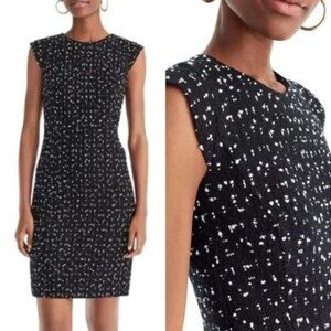 Tweed Cap Sleeve Sheath Dress‎ In Deepest Navy Ivory 8